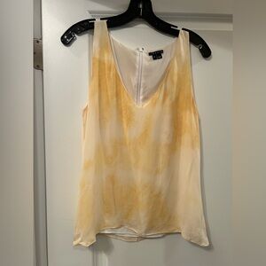Theory Cream and Yellow Sleeveless Blouse